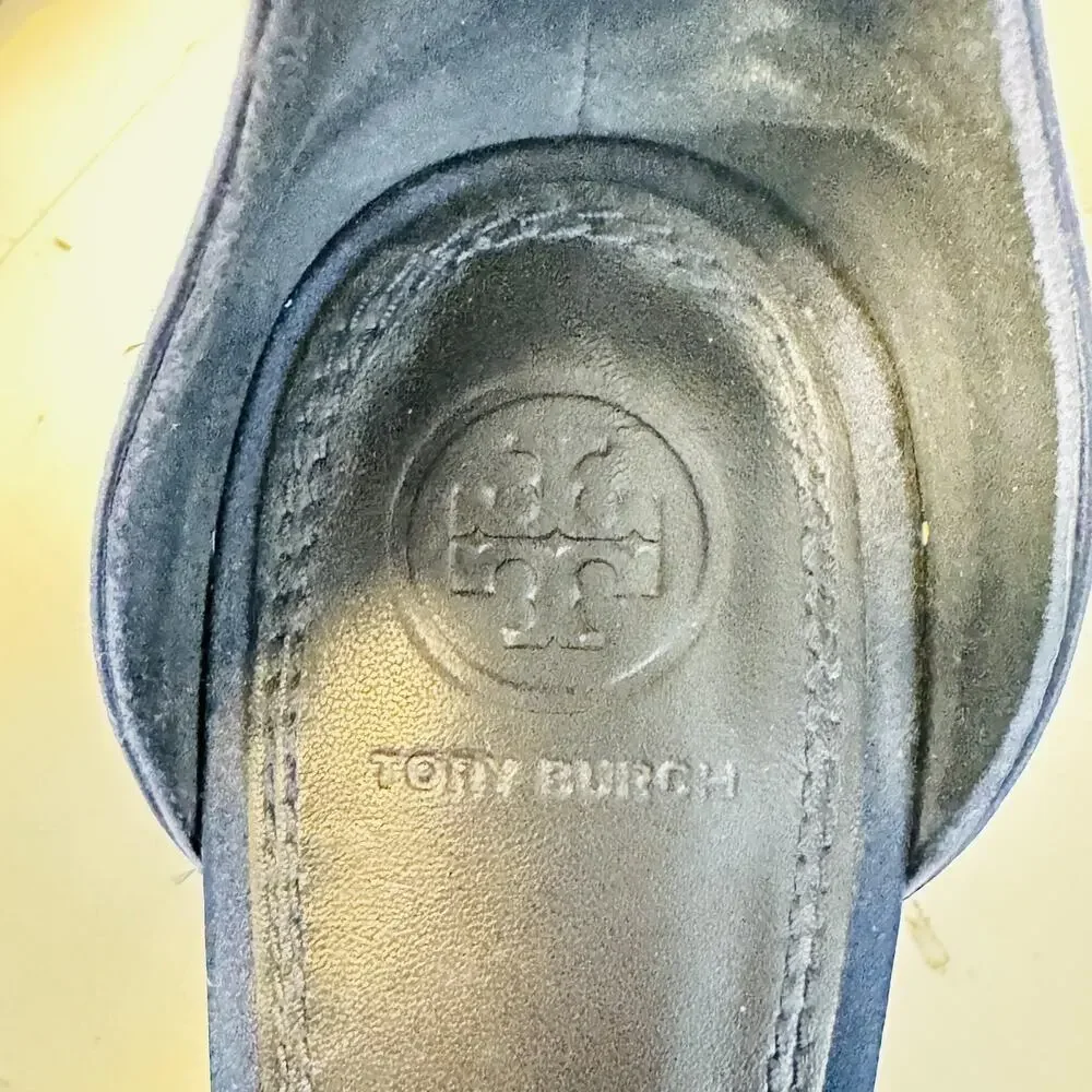 Tory Burch Sandals Women 9.5 Blue Satin Crystal Embellished Ankle Strap Stiletto